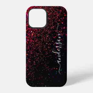 Coque iPhone 12 Pro Nom monogrammé pailleté élégant