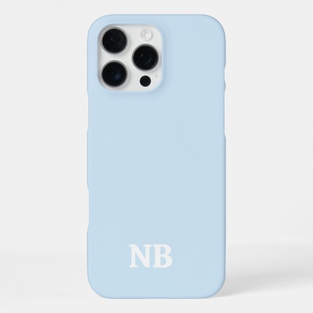 Coque iPhone nom monographique unique bleu ciel et blanc initia (Verso)