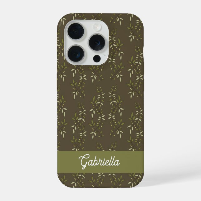 Coque iPhone Nom motif olive vert sauge pays français (Verso)