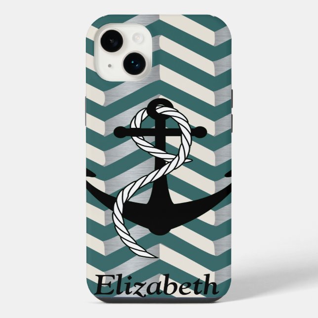 Coque iPhone Nom nautique géométrique Chevron (Verso)