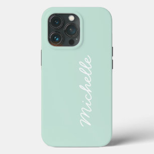 Etui iPhone 13 Pro Nom ou texte personnalisé personnalisé vert et bla