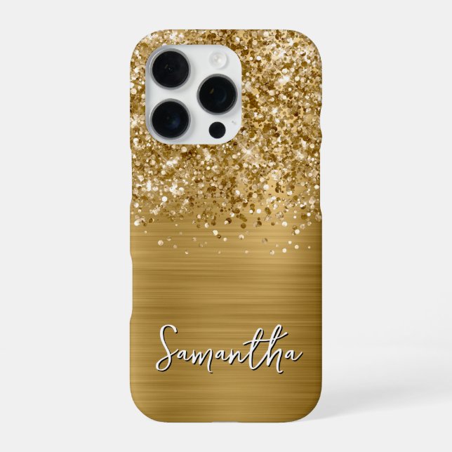 Coque iPhone Nom Pailleté Or Glamour (Verso)