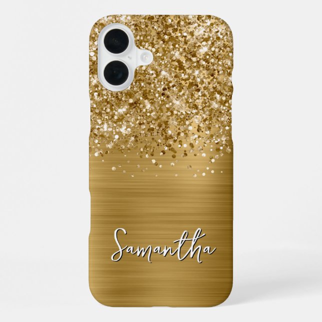 Coque iPhone Nom Pailleté Or Glamour (Verso)
