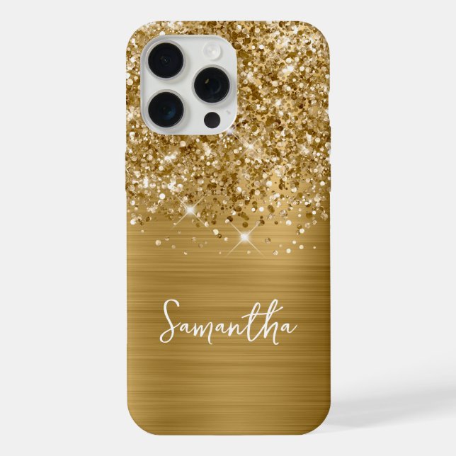 Coque iPhone Nom Pailleté Or Glamour (Verso)