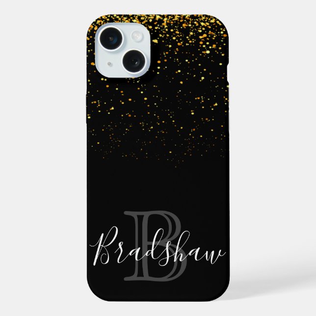Coque iPhone Nom Paillettes Dorées (Verso)