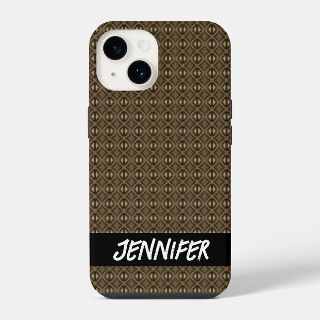 Coque iPhone nom personnalisable motif gris abstrait (Verso)