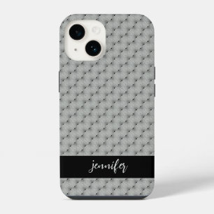 Coque Pour iPhone 14 nom personnalisable motif gris sans couture