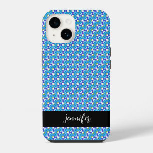 Coque Pour iPhone 14 Nom personnalisable motif orchidées bleues