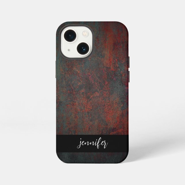 Coque iPhone Nom personnalisable texture grunge abstraite (Verso)