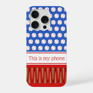 Coque iPhone 15 Pro Nom personnalisé à motif de baseball