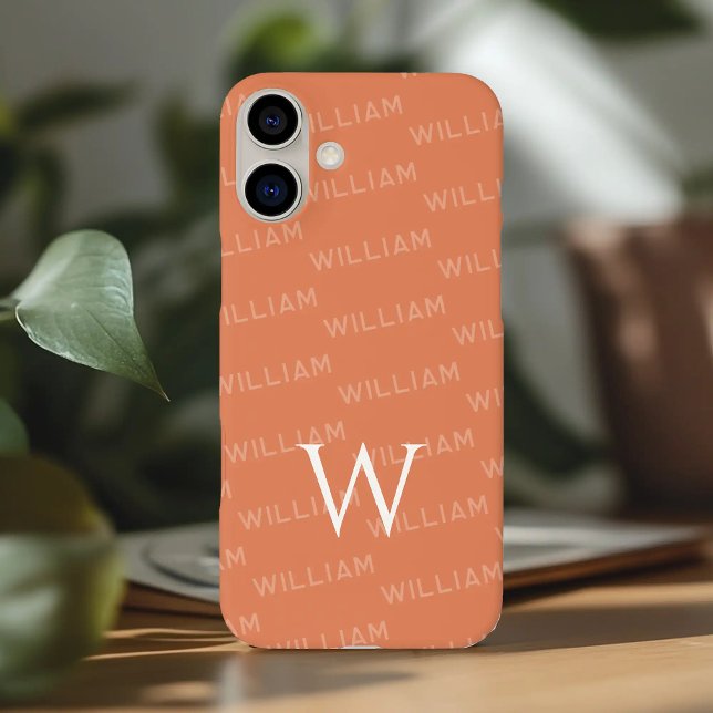 Coque iPhone Nom personnalisé à motif, Monogramme simple (Créateur téléchargé)