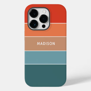 Coque Pour iPhone 14 Plus Nom personnalisé Bloc de couleur Terre Coloré Mode