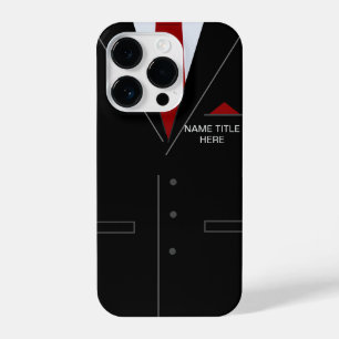 Coque Pour iPhone 14 Plus Nom personnalisé Business Black Suit