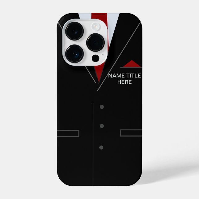 Coque iPhone Nom personnalisé Business Black Suit (Verso)