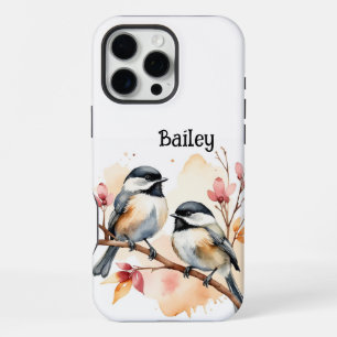 Coque iPhone 16 Pro Max Nom personnalisé Chickadee Faune Nature Animal Art
