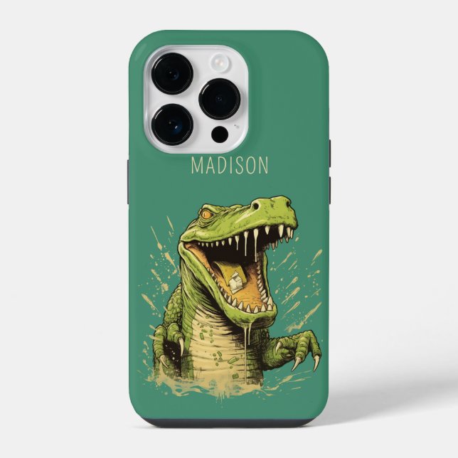 Coque iPhone Nom personnalisé Crocodile (Verso)