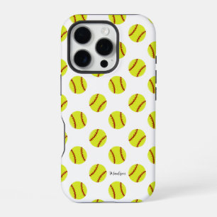 Coque iPhone 16 Pro Nom personnalisé du Motif Softball mignon