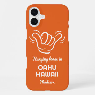 Coque iPhone 16 Plus Nom personnalisé, emplacement et couleur Shaka