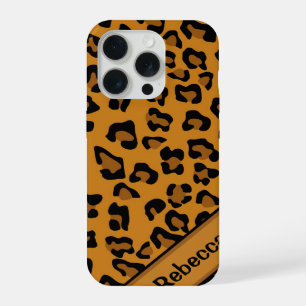 Coque iPhone 15 Pro Nom personnalisé Empreinte de léopard Motif V2