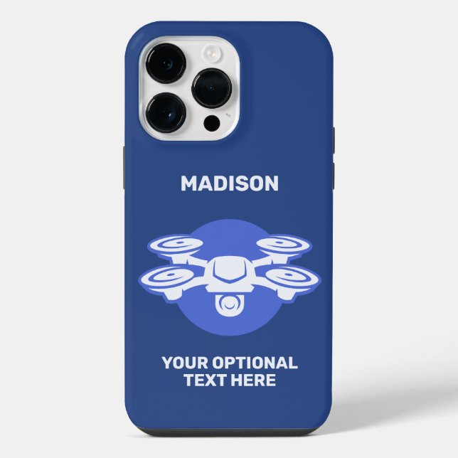 Coque iPhone Nom personnalisé et drone de texte (Verso)