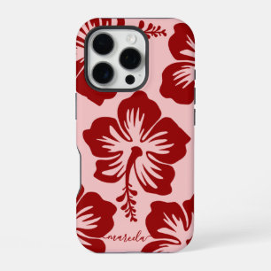 Coque iPhone 16 Pro Nom personnalisé Fleur d'Hibiscus Tropical 