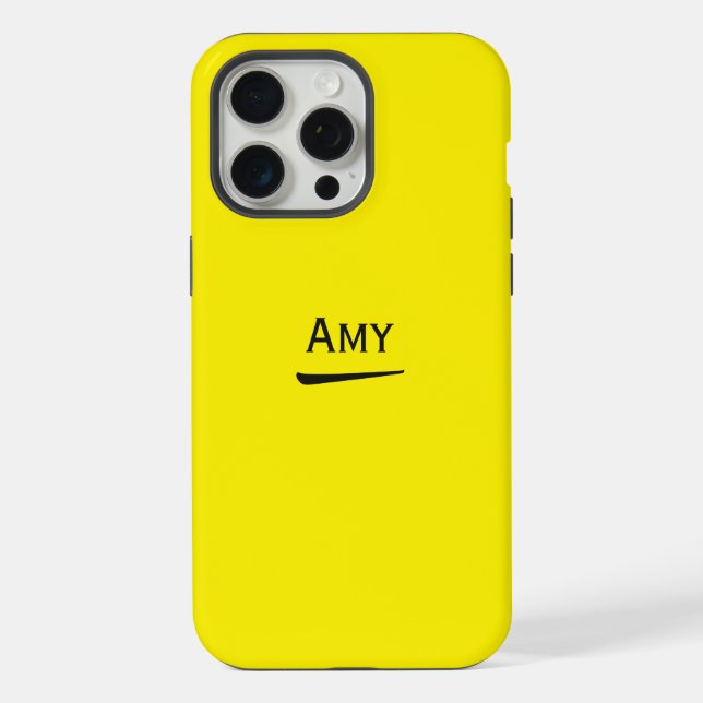 Coque iPhone Nom Personnalisé Jaune Clair (Verso)
