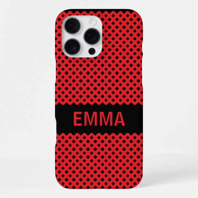 Coque iPhone Nom personnalisé Lignes rouges (Verso)
