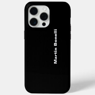 Coque iPhone 15 Pro Max Nom personnalisé Minimaliste moderne noir blanc