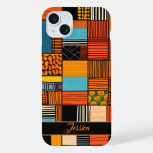 Coque iPhone 15 Plus Nom personnalisé moderne Africain Print Ethnic