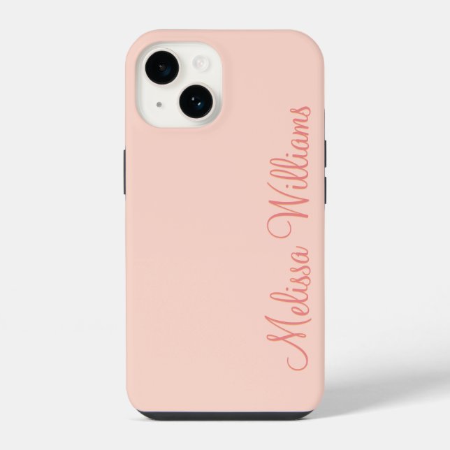 Coque iPhone Nom personnalisé moderne féminin uni rose clair éc (Verso)