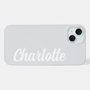 Coque iPhone 15 Plus Nom personnalisé Moderne Minimaliste Gris Clair Él