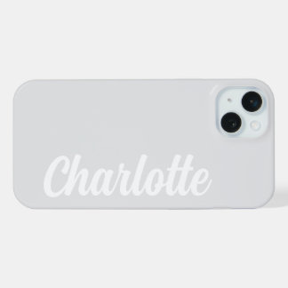 Coque iPhone 15 Plus Nom personnalisé Moderne Minimaliste Gris Clair Él