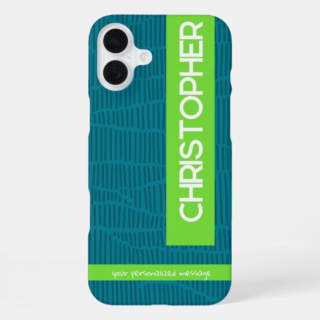 Coque iPhone Nom personnalisé moderne vert (Verso)