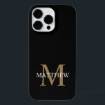 Coque Pour Pour iPhone 14 Pro Max Nom personnalisé Monogramme noir<br><div class="desc">Créez votre propre boîtier de téléphone rond noir personnalisé avec votre nom personnalisé et votre monogramme.</div>