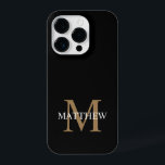 Coque Pour iPhone 14 Plus Nom personnalisé Monogramme noir<br><div class="desc">Créez votre propre boîtier de téléphone rond noir personnalisé avec votre nom personnalisé et votre monogramme.</div>
