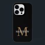Coque Pour iPhone 14 Plus Nom personnalisé Monogramme noir<br><div class="desc">Créez votre propre boîtier de téléphone rond noir personnalisé avec votre nom personnalisé et votre monogramme.</div>