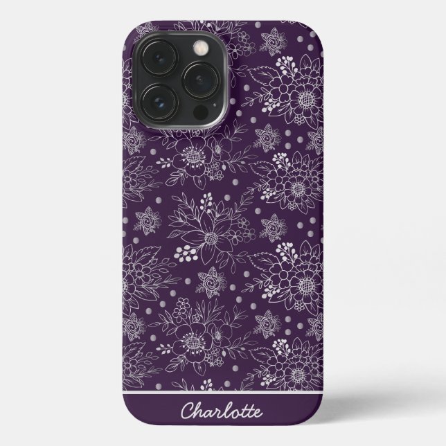 Coque iPhone Nom personnalisé motif fleuri et transparent (Verso)