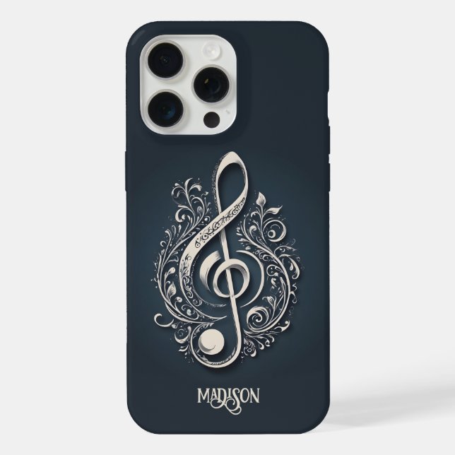 Coque iPhone Nom personnalisé note de clef musicale (Verso)
