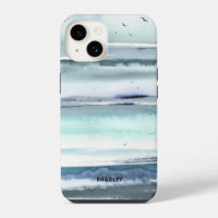 Nom personnalisé Océan Mer Aquarelle Moderne