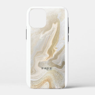 Coque iPhone 12 Mini Nom personnalisé Parties scintillant or Coque-coqu