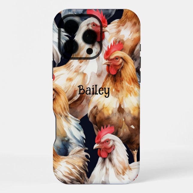 Coque iPhone Nom Personnalisé Poulets Hen Oeufs De Coq (Verso)