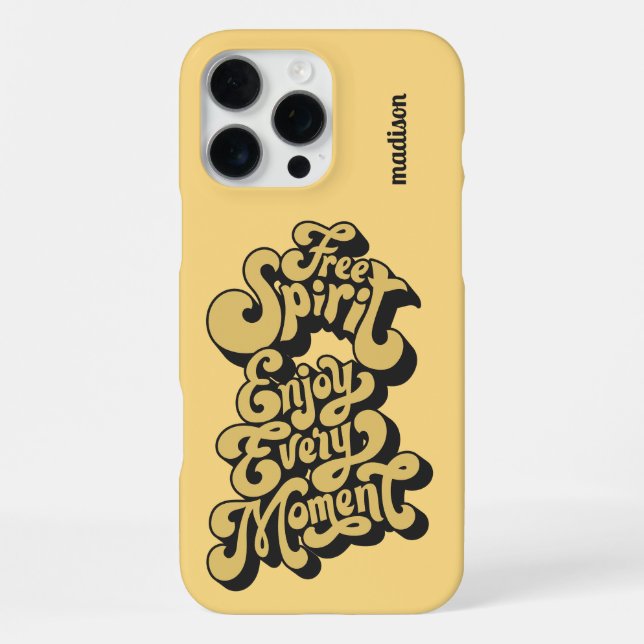 Coque iPhone Nom personnalisé Rétro "Esprit Libre" (Verso)