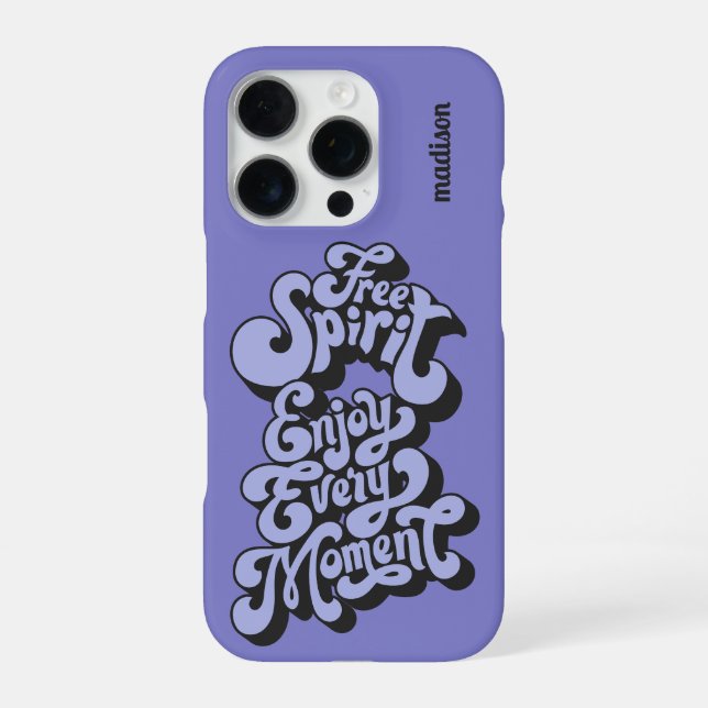 Coque iPhone Nom personnalisé Rétro "Esprit Libre" (Verso)