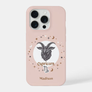 Coque iPhone 15 Pro Nom personnalisé Signe du zodiaque Capricorne