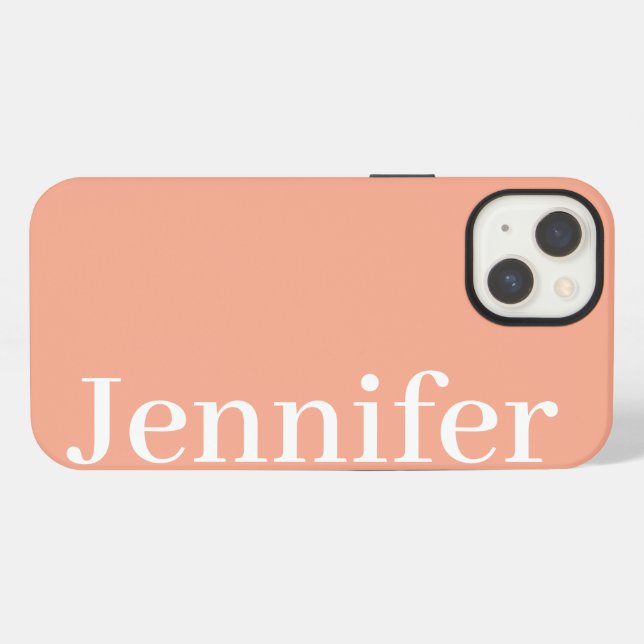 Coque iPhone Nom personnalisé simple élégant pêche (Verso Horizontal)