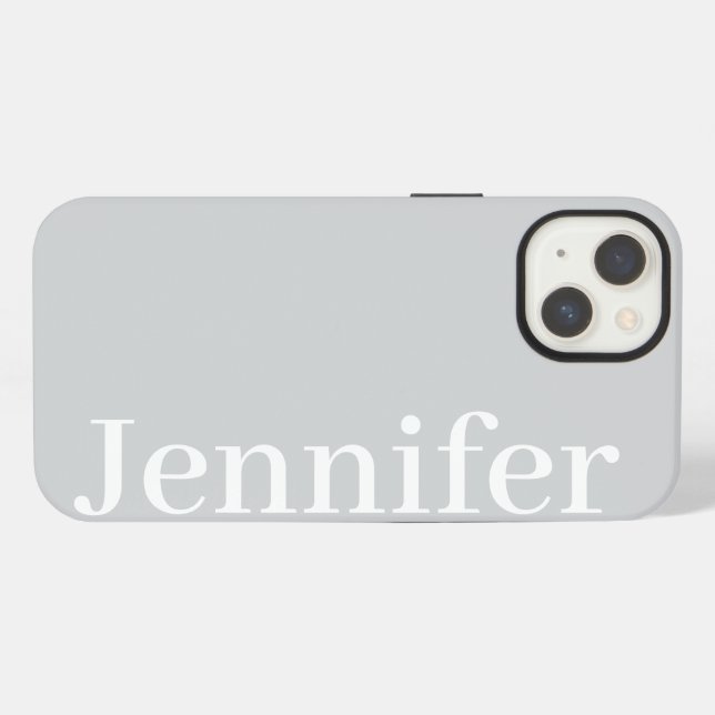 Coque iPhone Nom personnalisé simple et élégant gris clair (Verso Horizontal)