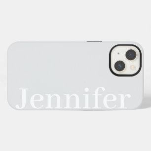 Etui iPhone 13 Nom personnalisé simple et élégant gris clair