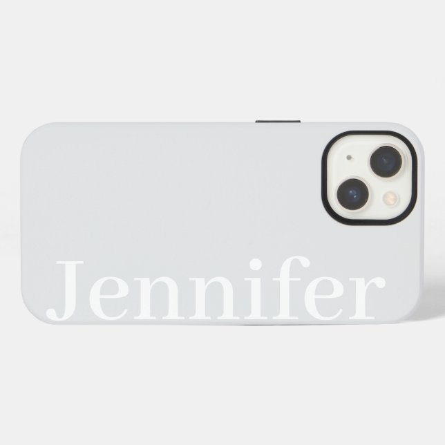 Coque iPhone Nom personnalisé simple et élégant gris clair (Verso Horizontal)
