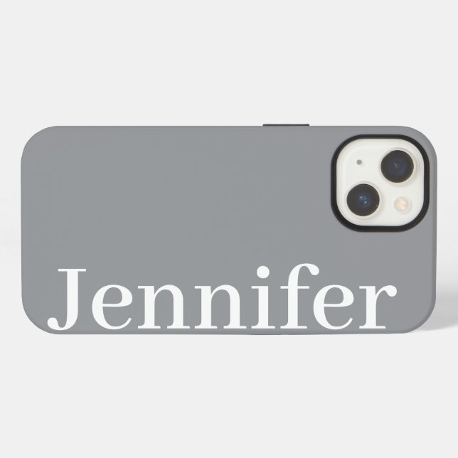 Coque iPhone Nom personnalisé simple et élégant gris foncé  (Verso Horizontal)