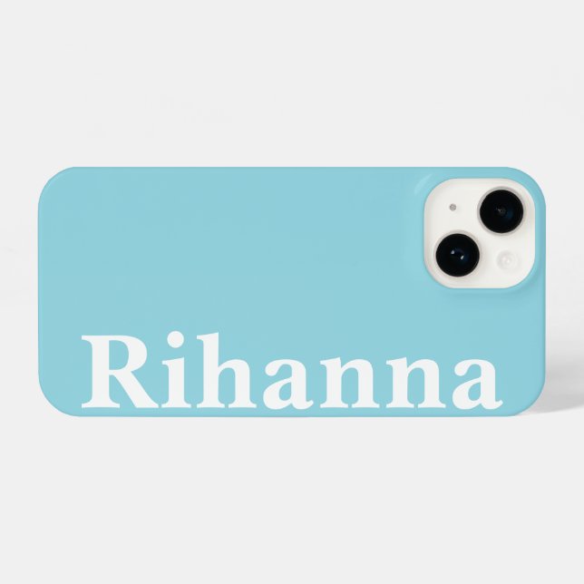 Coque iPhone Nom personnalisé Simple Minimal clair bleu clair (Verso Horizontal)